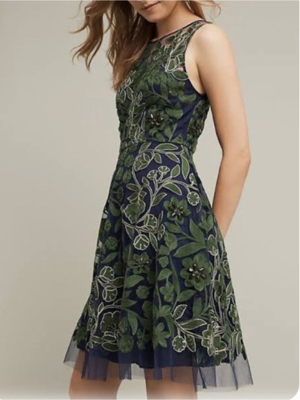 Pankaj & Nidhi | Anthro Embroidered Beaded Fern Dress